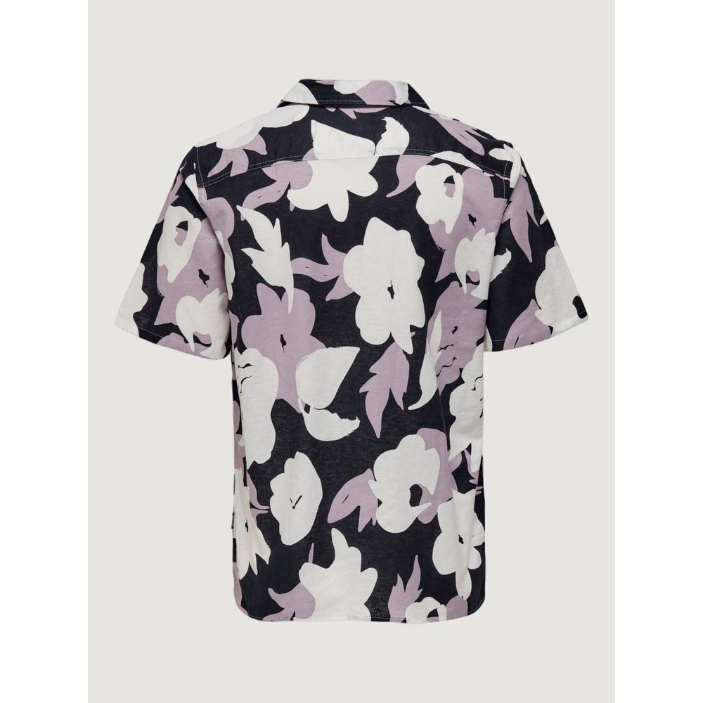 Only & Sons Lila Leinen-Kurzarmhemd